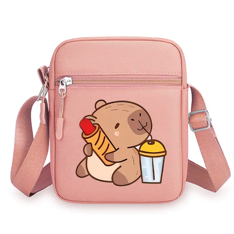 Capybara Women's Crossbody Bag Cartoon Printed Figures Oxford Shoulder Bags New Phone Simple Shopper Purse Bag Boys Girls Gift