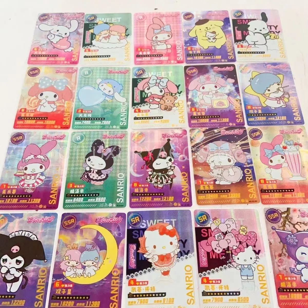Newest Sanrio Kuromi Hello Kitty Shining Card Cartoon My Melody Cinnamoroll Trading Card Children Table Toys Christmas Gifts