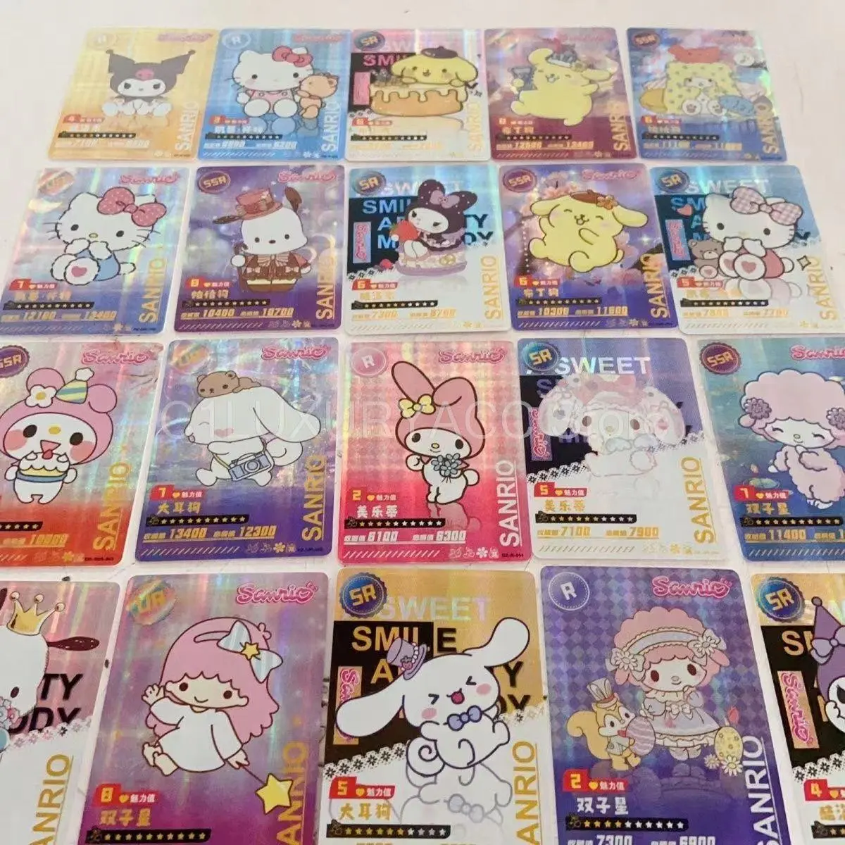 Newest Sanrio Kuromi Hello Kitty Shining Card Cartoon My Melody Cinnamoroll Trading Card Children Table Toys Christmas Gifts