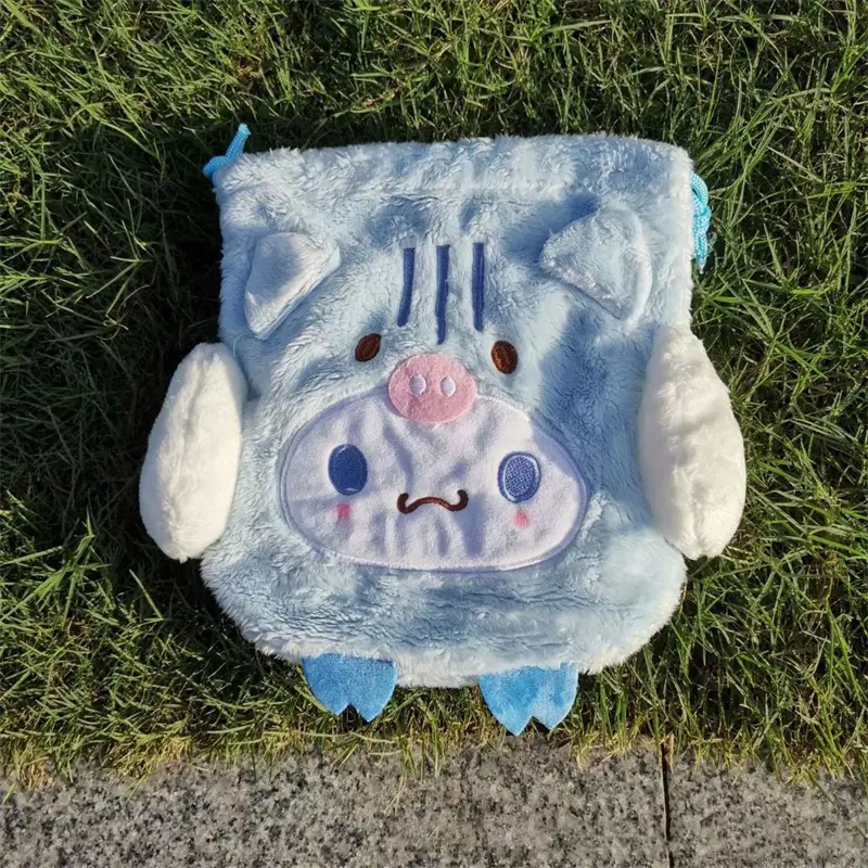 Sanrio Kuromi My Melody Plush Bag Cute Cinnamoroll Travel Storage Bags Mini Pochacco Pompom Purin Children Makeup Drawstring Bag