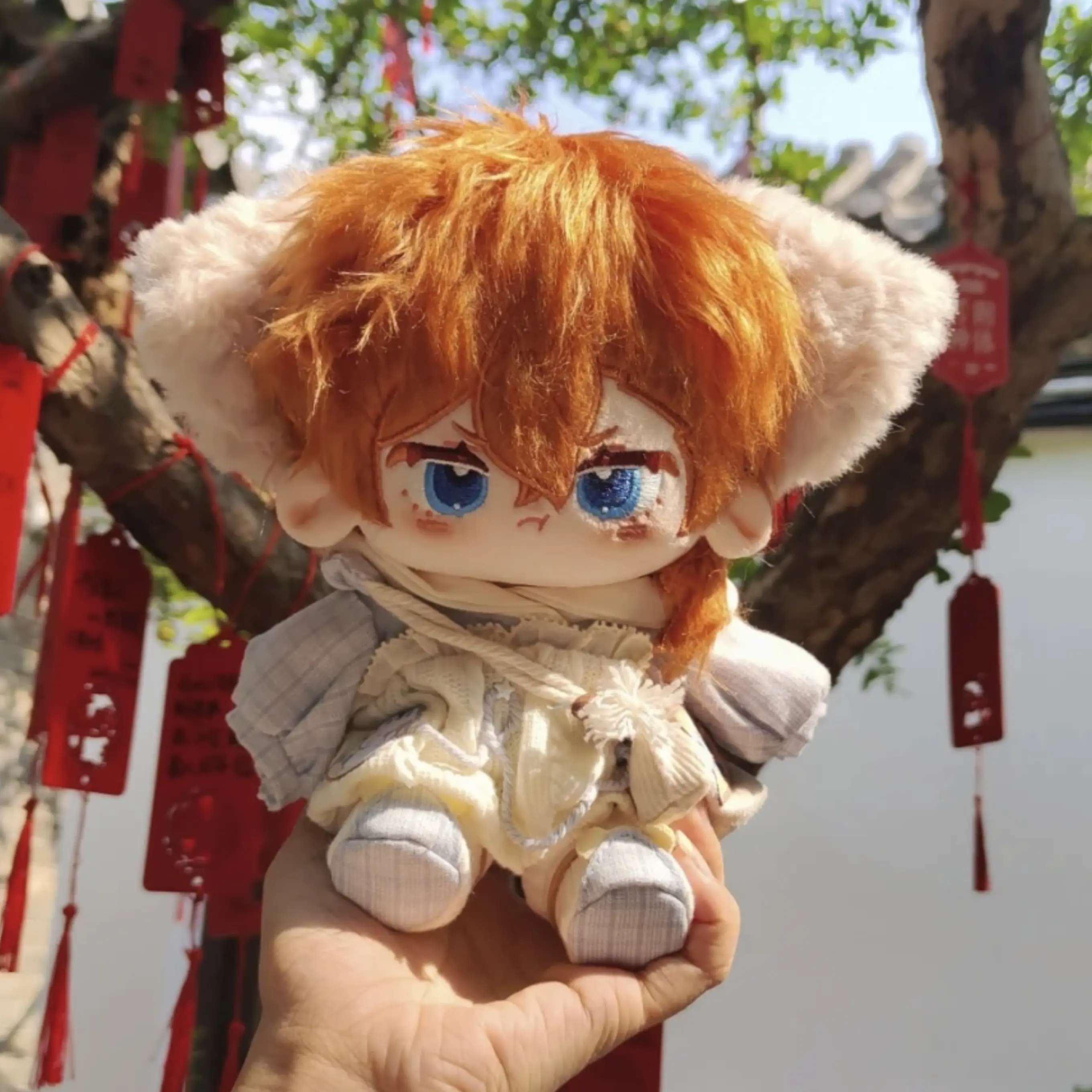 20cm Anime Bungo Stray Dogs Nakahara Chuuya Anime Figures Plush Dress Up Cotton Doll Toys for Children Kawaii Gifts