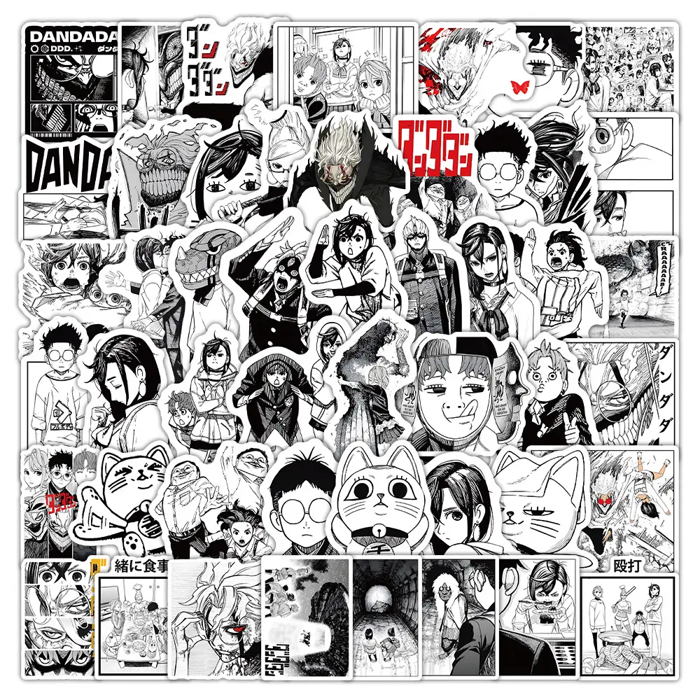 10/30/50pcs Cool Black White DANDADAN Anime Stickers Cartoon Sticker Kids Toy DIY Skateboard Phone Notebook Classic Manga Decals