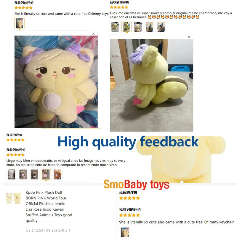 25cm Pink Character Plush Doll BORN PINK World Tour Official Plushies Jennie Lisa Rose Jisoo Kawaii Stuffed Animals