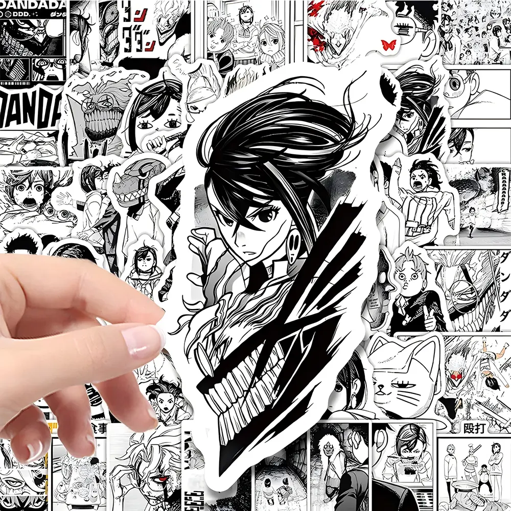 10/30/50pcs Cool Black White DANDADAN Anime Stickers Cartoon Sticker Kids Toy DIY Skateboard Phone Notebook Classic Manga Decals