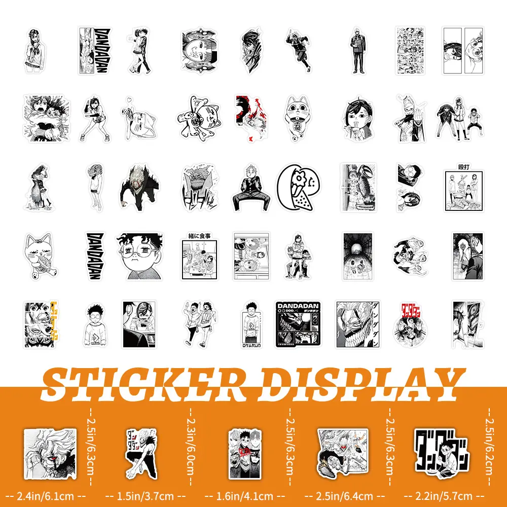 10/30/50pcs Cool Black White DANDADAN Anime Stickers Cartoon Sticker Kids Toy DIY Skateboard Phone Notebook Classic Manga Decals