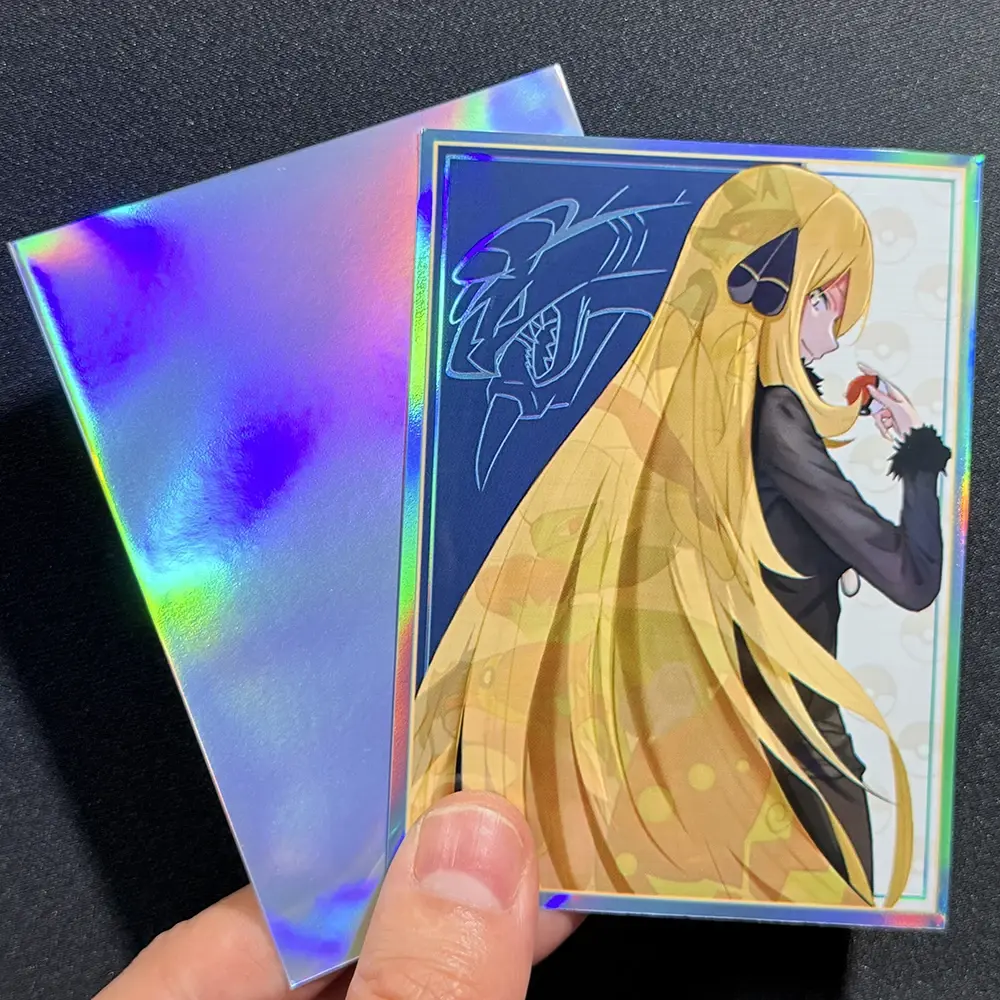 60PCS Foil Cynthia Card Sleeve Holographic Anime Girl PTCG Standard Size Card Protectors Table Game Protective Cover 67x92mm