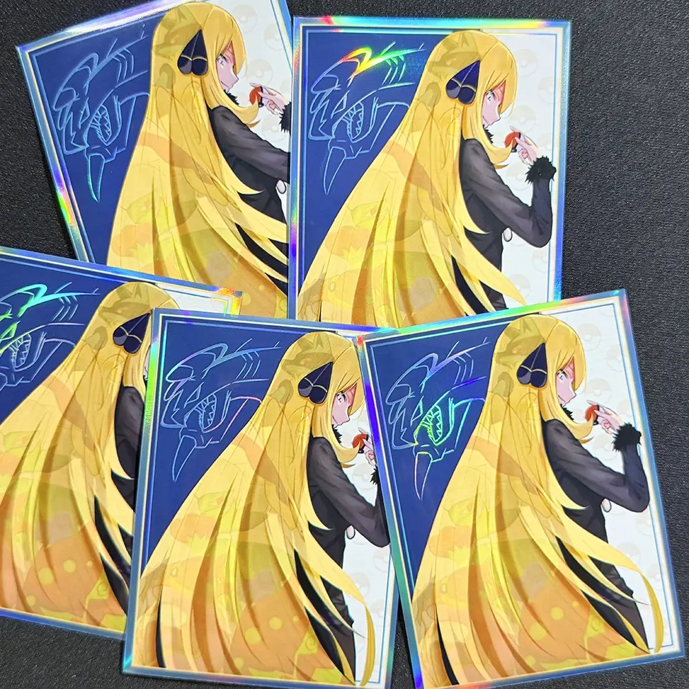 60PCS Foil Cynthia Card Sleeve Holographic Anime Girl PTCG Standard Size Card Protectors Table Game Protective Cover 67x92mm