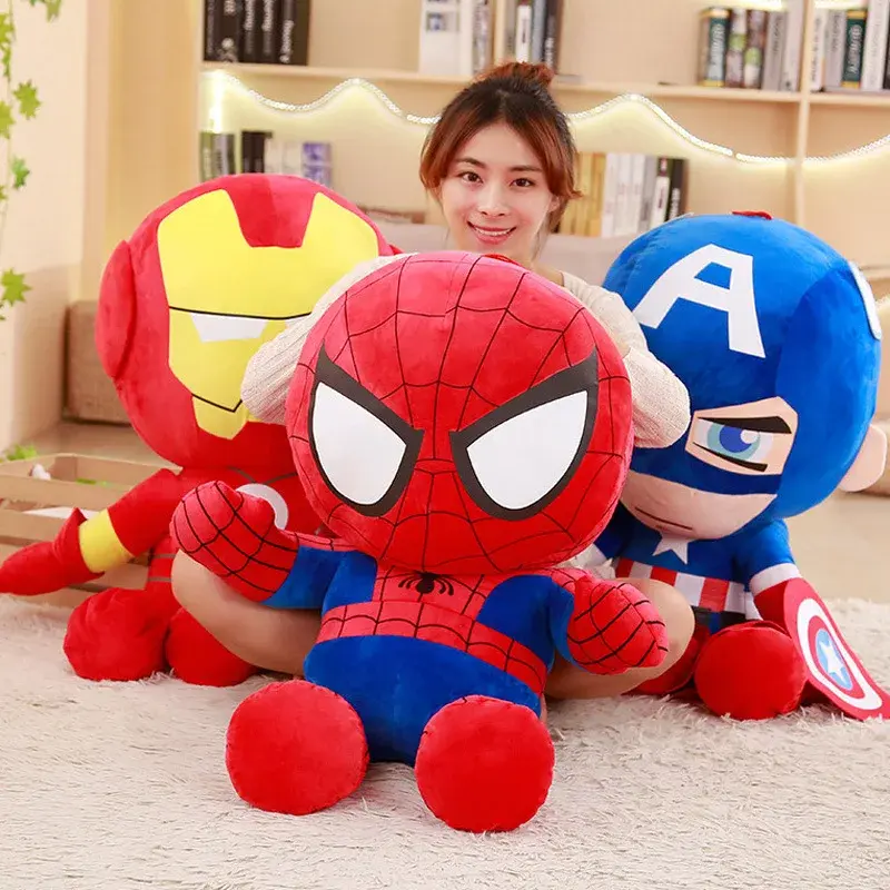 25-60cm Disney Marvel Avengers Soft Stuffed Cartoon Captain America Iron Man Spiderman Plush Toys Movie Dolls Gifts for Kids