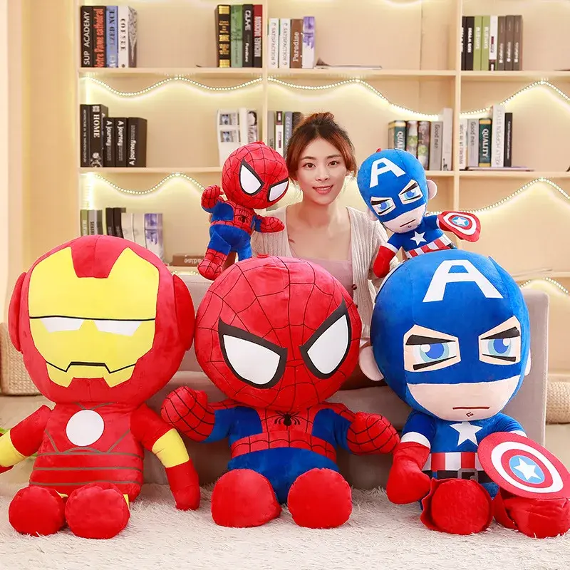 25-60cm Disney Marvel Avengers Soft Stuffed Cartoon Captain America Iron Man Spiderman Plush Toys Movie Dolls Gifts for Kids