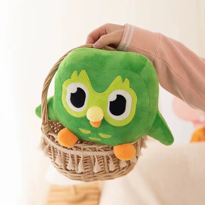 22cm Lovely Green Duo Plushie of Duo The Owl Cartoon Anime Duolingo Owl Plush Toy Soft Stuffed Animal Plushie Kids Birthday Gift