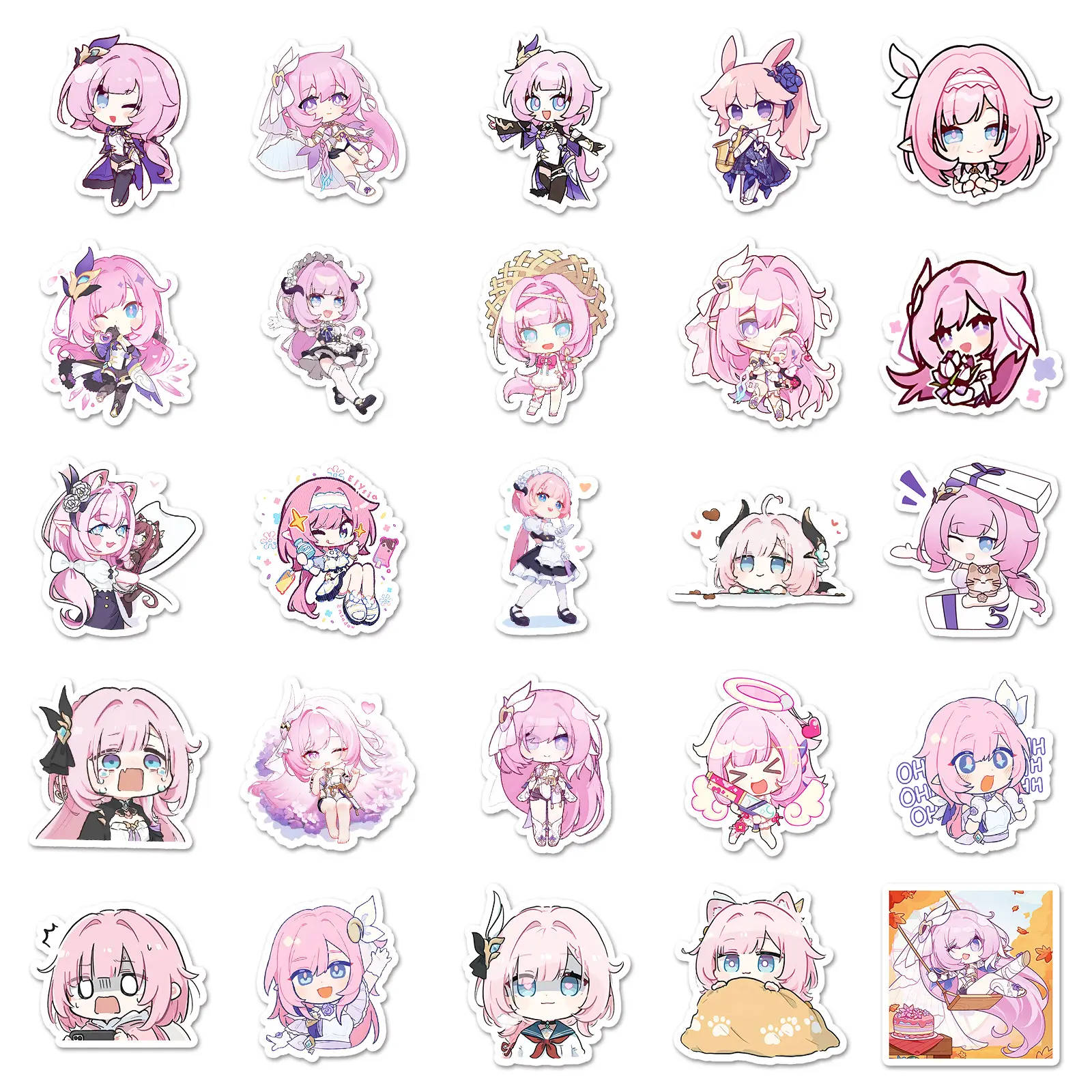 10/30/50PCS Honkai Impact 3 Stickers Cute Elysia Cartoon Sticker Fridge Luggage Laptop Phone Guitar Car Bike Skateboard Decals