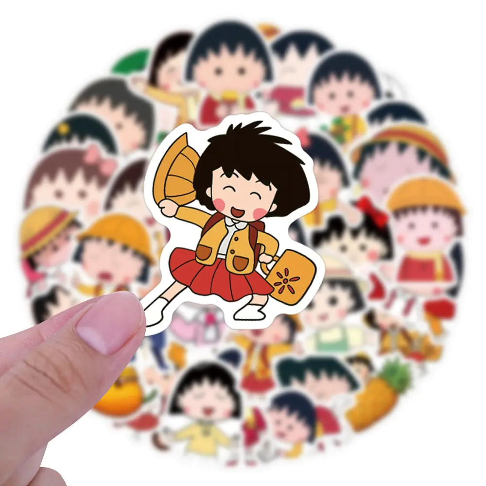 60PCS Chibi Maruko Chan Cartoon Stickers Kids Toys Funny Anime Decoration Suitcase Fridge Laptop Guitar Car Bike Graffiti Decals