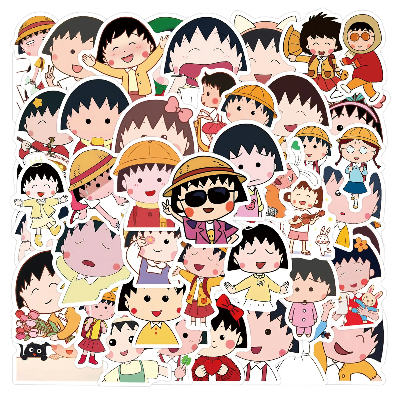 60PCS Chibi Maruko Chan Cartoon Stickers Kids Toys Funny Anime Decoration Suitcase Fridge Laptop Guitar Car Bike Graffiti Decals