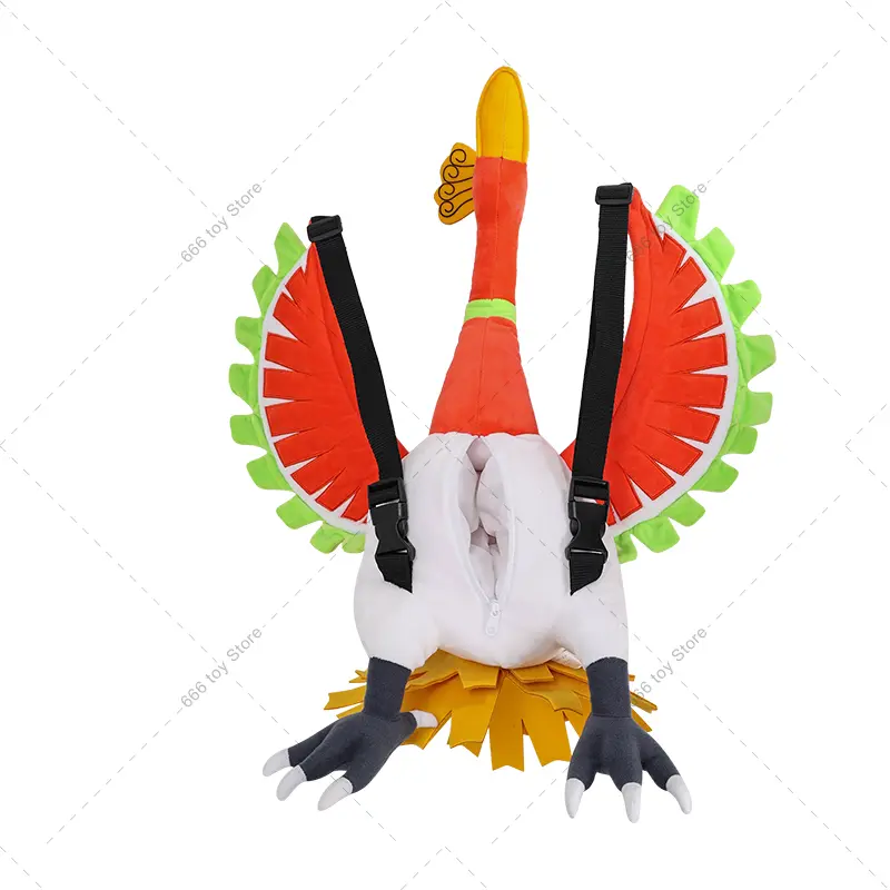 New Pokemon Backpack Plush Ho-Oh Backpack Pocket Monster Schoolbag Gifts for Children Adults Birthday
