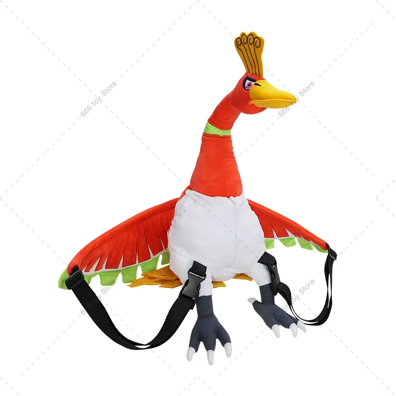 New Pokemon Backpack Plush Ho-Oh Backpack Pocket Monster Schoolbag Gifts for Children Adults Birthday