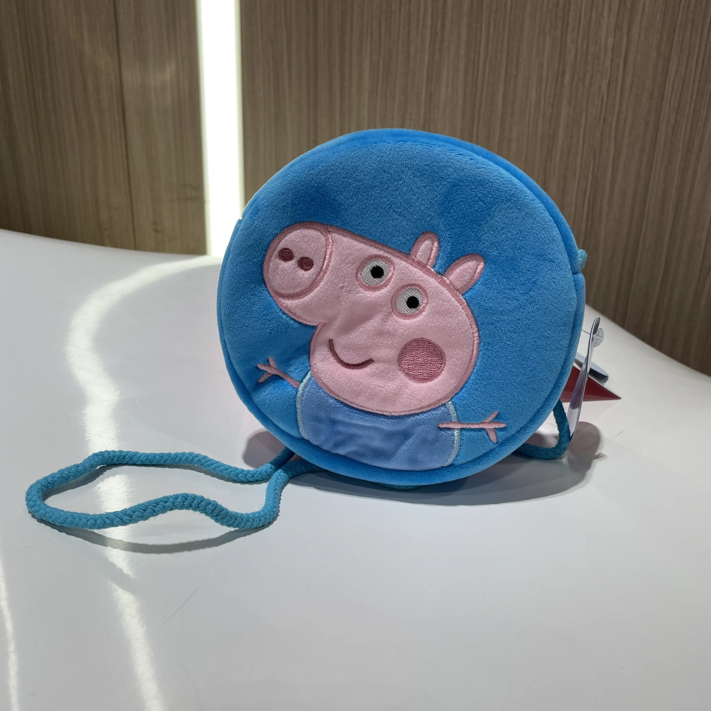 16cm New 100% Genuine Peppa Pig Plush Pink Blue Round bag Cross bags Peppa George kids Birthday gift Toy soft Doll hot sale