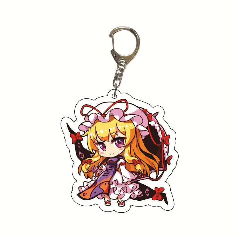 Anime TouHou Project Keychain Cartoon Hakurei Reimu Acrylic Bag Keyring Pendant Accessory