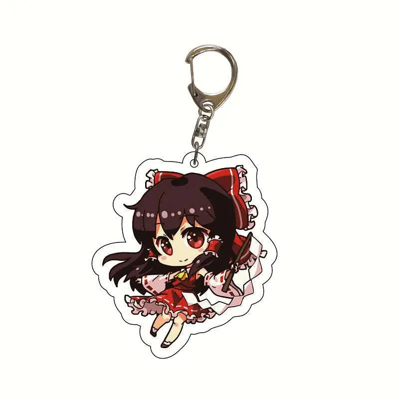 Anime TouHou Project Keychain Cartoon Hakurei Reimu Acrylic Bag Keyring Pendant Accessory