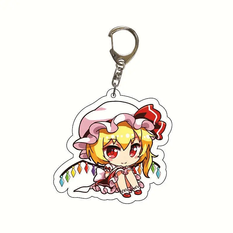 Anime TouHou Project Keychain Cartoon Hakurei Reimu Acrylic Bag Keyring Pendant Accessory
