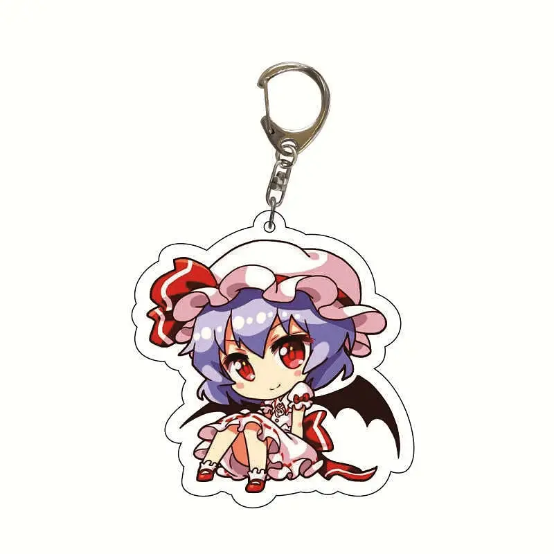 Anime TouHou Project Keychain Cartoon Hakurei Reimu Acrylic Bag Keyring Pendant Accessory