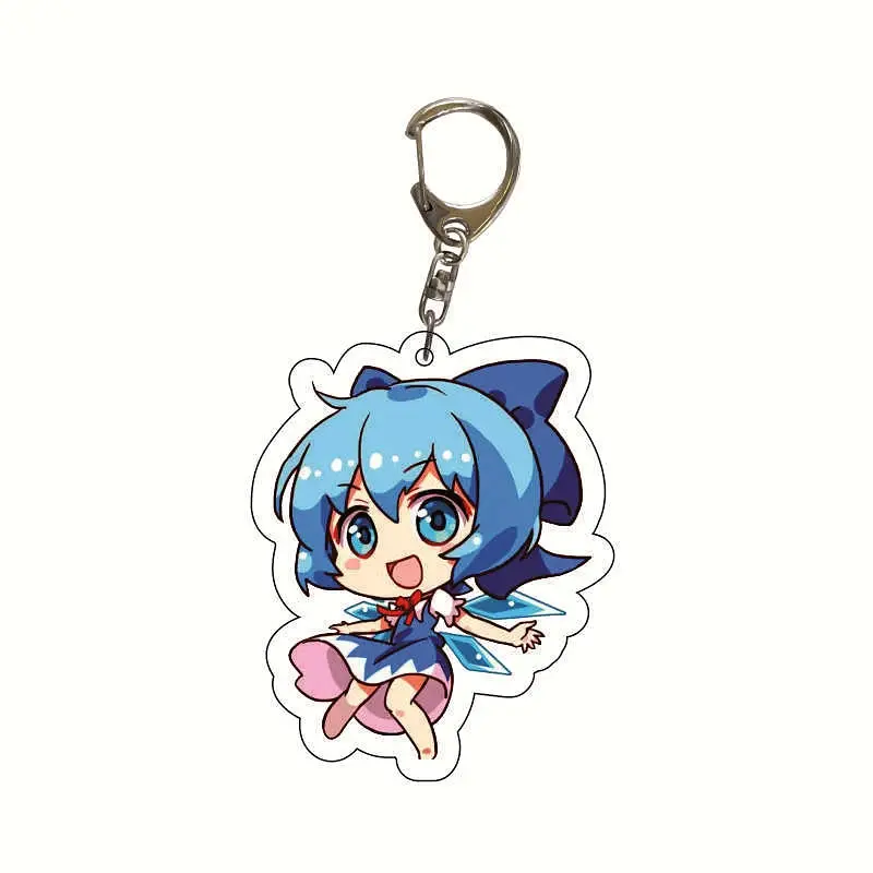 Anime TouHou Project Keychain Cartoon Hakurei Reimu Acrylic Bag Keyring Pendant Accessory