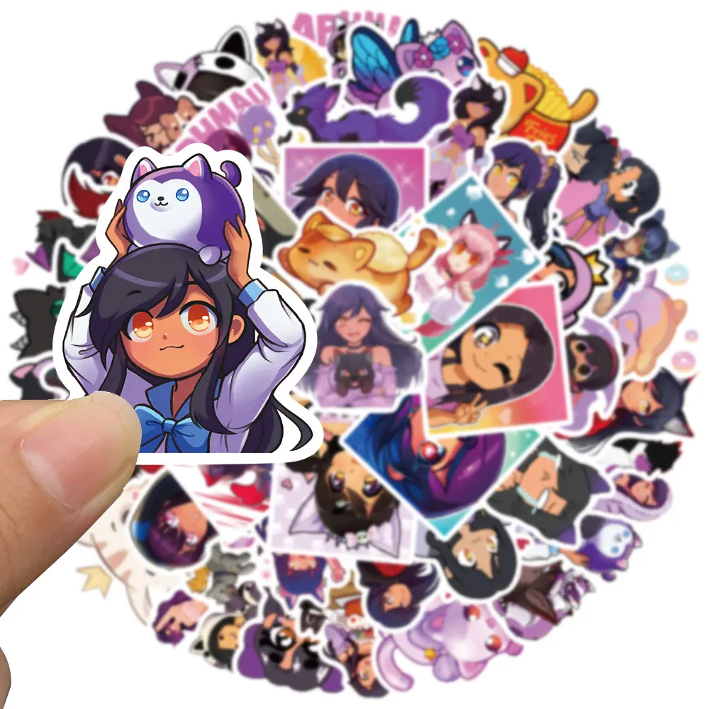 50pcs Cartoon Cute Kawaii Aphmau Stickers For Kids Laptop Luggage Skateboard Fridge Phone Vinyl Waterproof DIY Graffiti Sticker