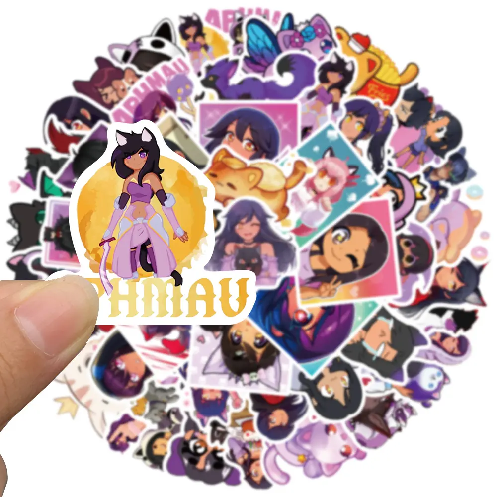 50pcs Cartoon Cute Kawaii Aphmau Stickers For Kids Laptop Luggage Skateboard Fridge Phone Vinyl Waterproof DIY Graffiti Sticker