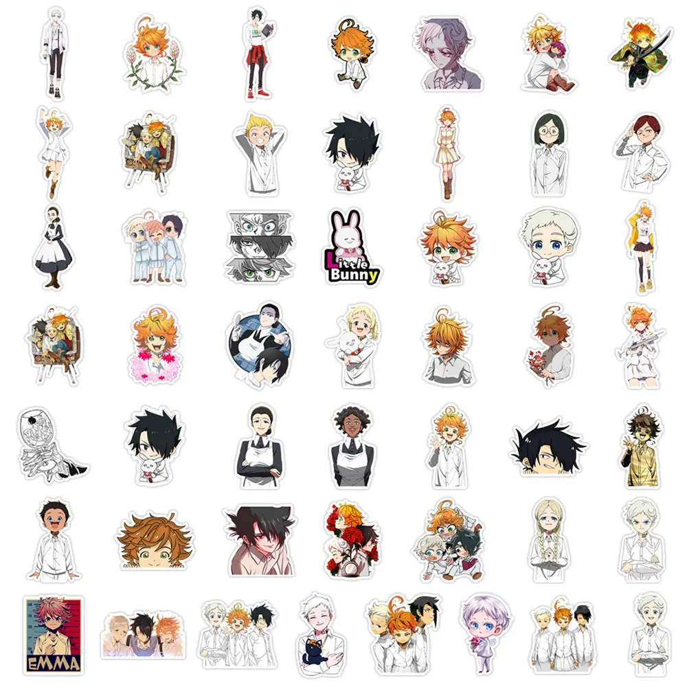 10/30/50PCS The Promised Neverland Stickers Japan Anime Sticker Scrapbook Luggage Laptop Guitar Bike Kids Toys Decals Decoration