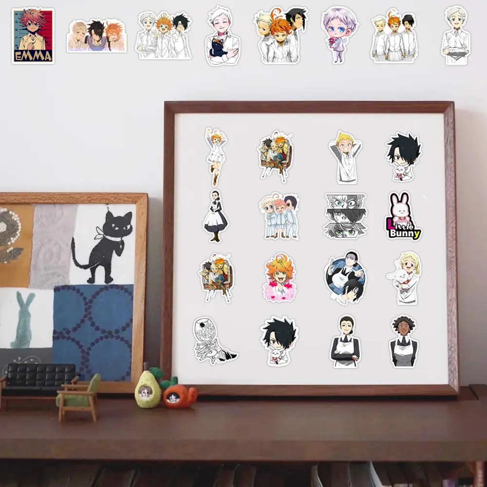 10/30/50PCS The Promised Neverland Stickers Japan Anime Sticker Scrapbook Luggage Laptop Guitar Bike Kids Toys Decals Decoration