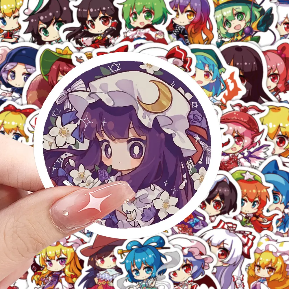 10/60PCS Q version Touhou Project Game Cartoon Cute Graffiti Stickers DIY Refrigerator Water Cup Pencil Case Guitar Decals Toy