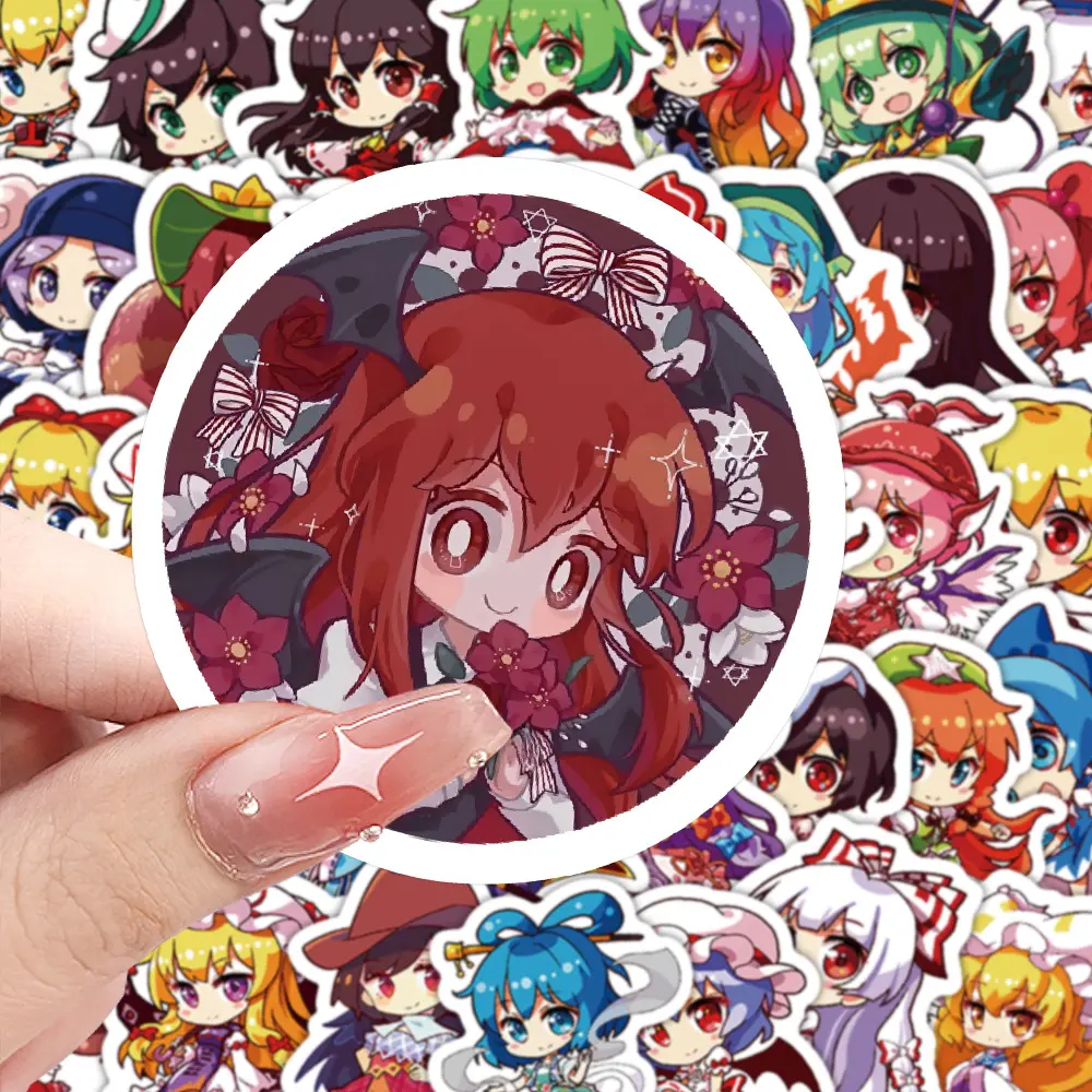 10/60PCS Q version Touhou Project Game Cartoon Cute Graffiti Stickers DIY Refrigerator Water Cup Pencil Case Guitar Decals Toy