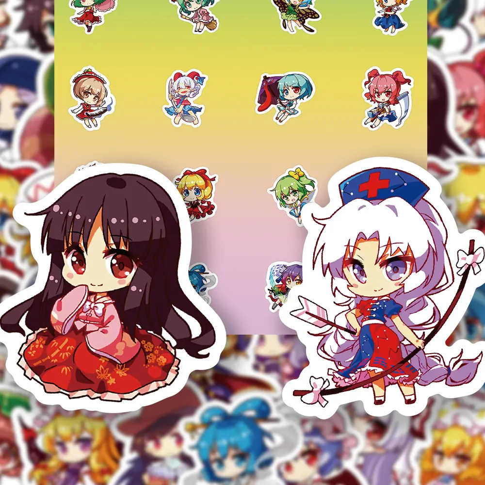 10/60PCS Q version Touhou Project Game Cartoon Cute Graffiti Stickers DIY Refrigerator Water Cup Pencil Case Guitar Decals Toy