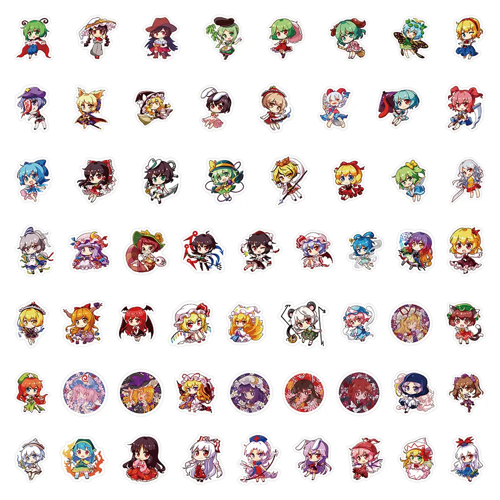10/60PCS Q version Touhou Project Game Cartoon Cute Graffiti Stickers DIY Refrigerator Water Cup Pencil Case Guitar Decals Toy