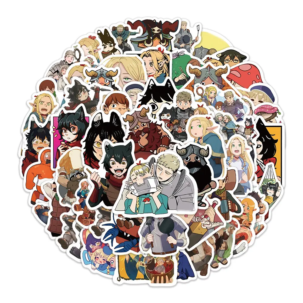 10/30/60pcs Delicious in Dungeon Stickers Anime Funny Marcel Laios Sticker Stationery Helmet Laptop Kadru Meshi Cartoon Decals