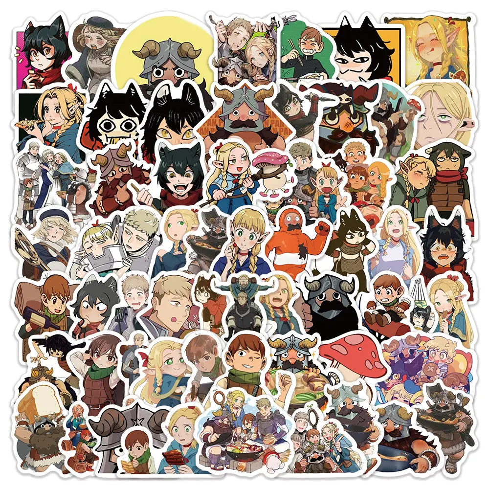 10/30/60pcs Delicious in Dungeon Stickers Anime Funny Marcel Laios Sticker Stationery Helmet Laptop Kadru Meshi Cartoon Decals