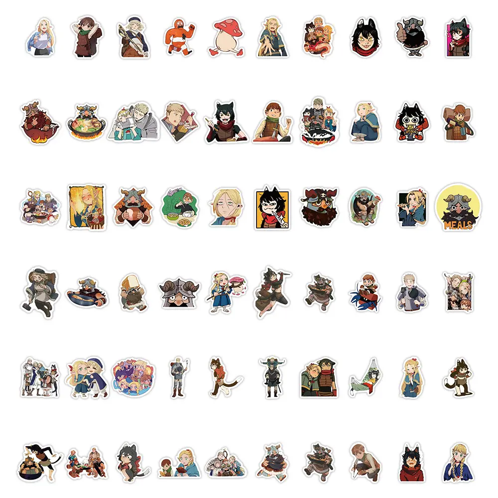 10/30/60pcs Delicious in Dungeon Stickers Anime Funny Marcel Laios Sticker Stationery Helmet Laptop Kadru Meshi Cartoon Decals
