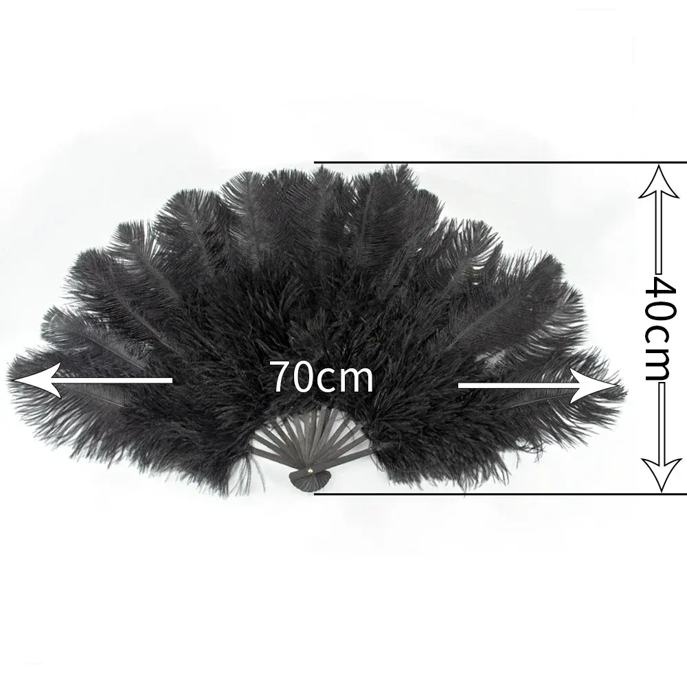 15Bone Red Ostrich Feather Fan 70CMx40CM 15Bone Fluffy Rose Fan for Wedding Party Stage Play & Dance Performance Accessories