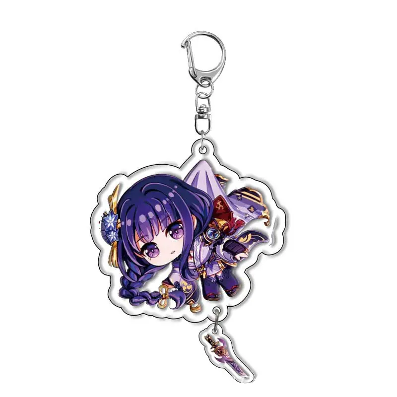 Genshin Impact Raiden Shogun Yae Miko Nahida Keychain Cute Cartoon Acrylic Bag Keyring Trendy Anime Gift