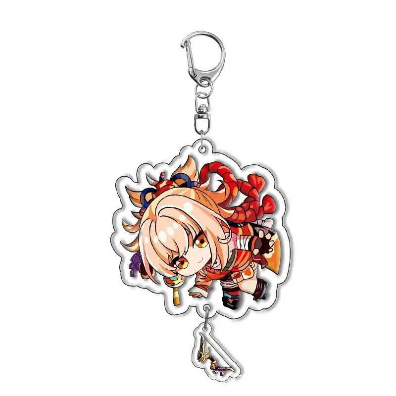 Genshin Impact Raiden Shogun Yae Miko Nahida Keychain Cute Cartoon Acrylic Bag Keyring Trendy Anime Gift
