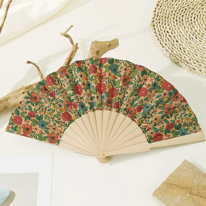 Premium Cork Folding Fan Travel Gift Fan Can Be Used As Shooting Props Handicraft Decoration