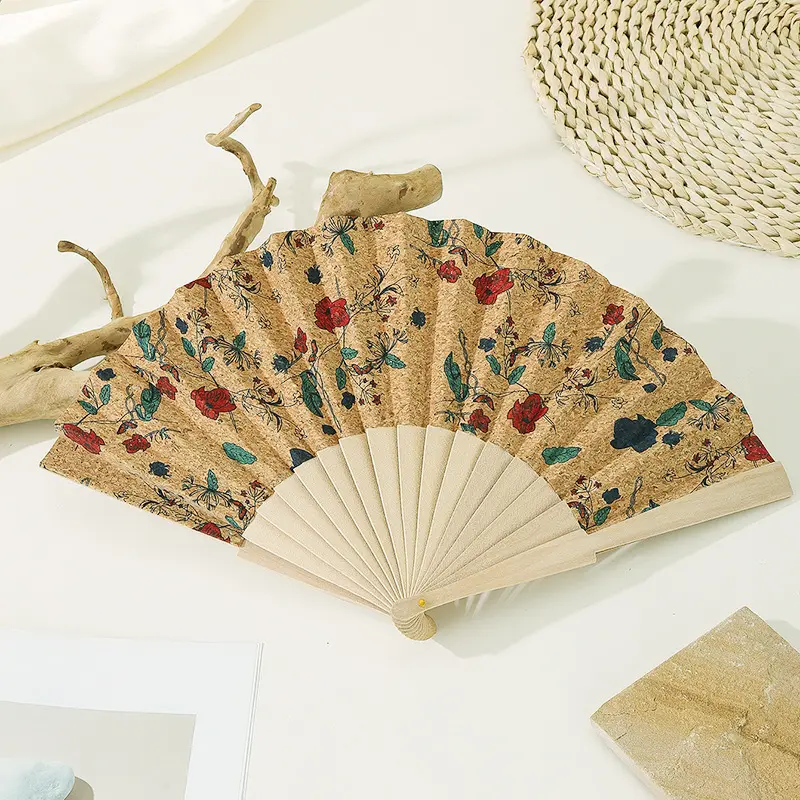 Premium Cork Folding Fan Travel Gift Fan Can Be Used As Shooting Props Handicraft Decoration