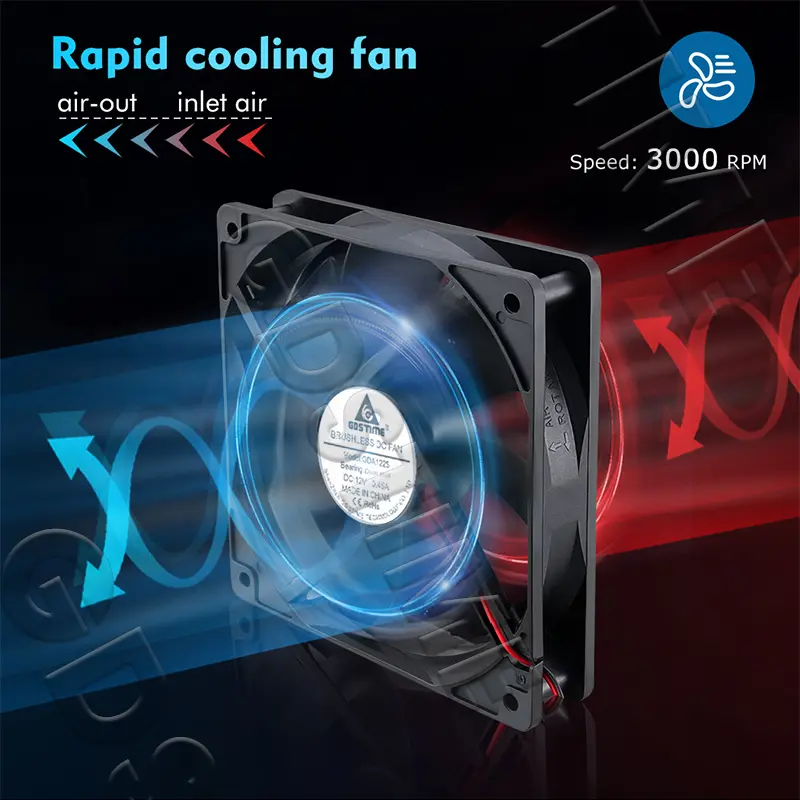 Gdstime 120mm PC Fan Dual Ball USB Fan DC 5V 12V 24V 48V 12cm Radiator 2PIN 12025 CPU Cooler For Computer Case Cooling Fan