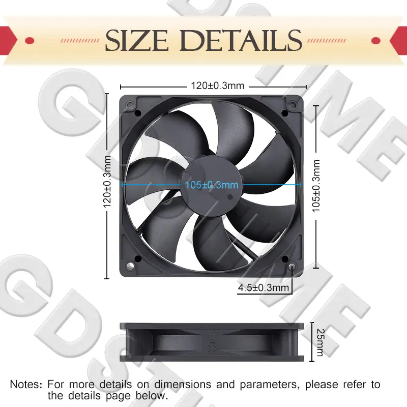Gdstime 120mm PC Fan Dual Ball USB Fan DC 5V 12V 24V 48V 12cm Radiator 2PIN 12025 CPU Cooler For Computer Case Cooling Fan