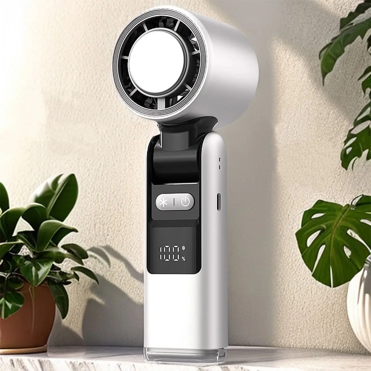 New Mini Handheld Fan 100 Speed Portable Desktop Fans Instant Cooling with Ice Mode Rechargeable Stylish Fan Cooler for Women