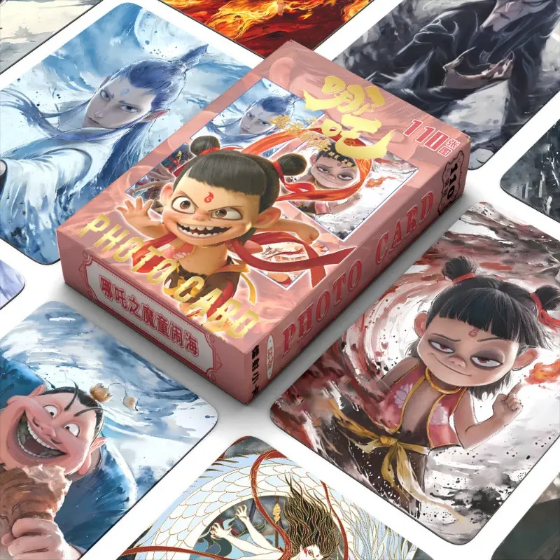 55PCS NEW Anime Ne Zha 2 Aobing Nezha Cosplay Laser Card Photo Collection Picture Fans Collectible Pieces Postcard Birthday Gift