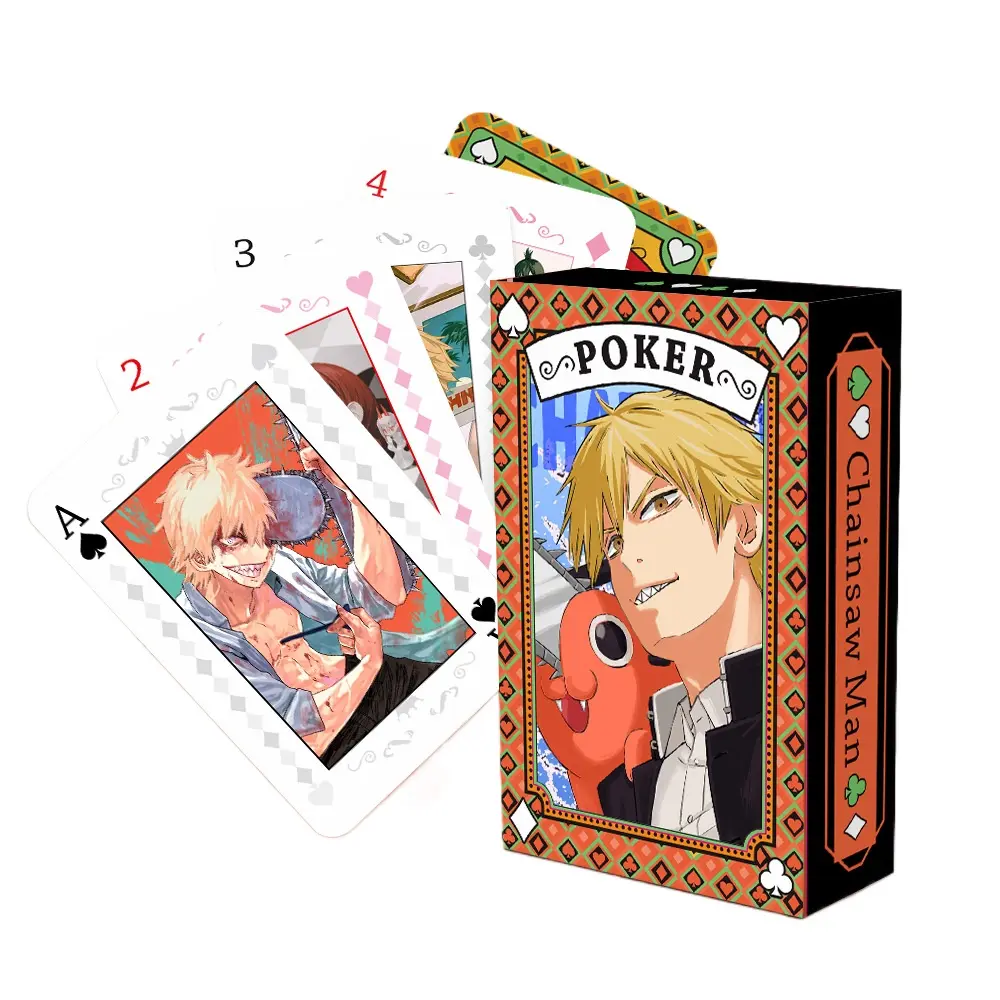Anime Poker Toy Chainsaw Man Game Cards Pochita Denji Cosplay Hardcover Collection Gift