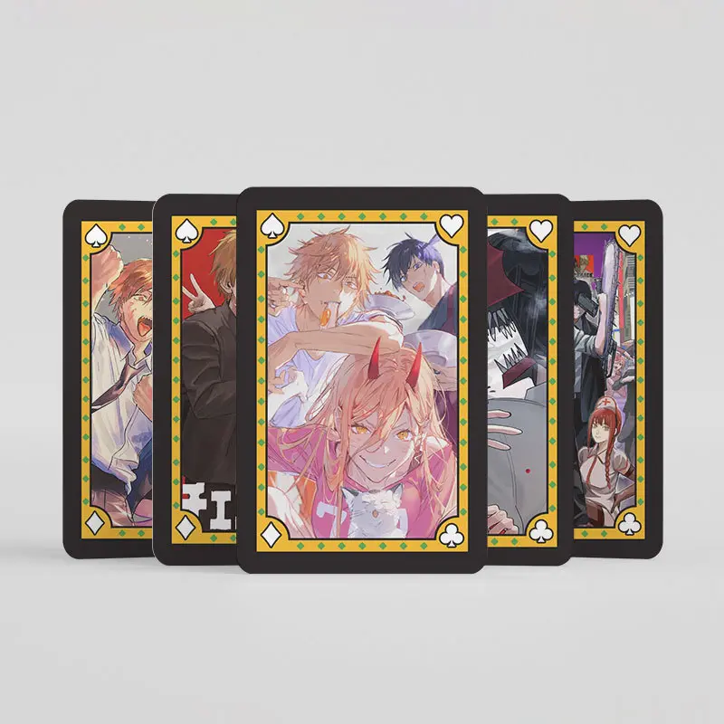 Anime Poker Toy Chainsaw Man Game Cards Pochita Denji Cosplay Hardcover Collection Gift