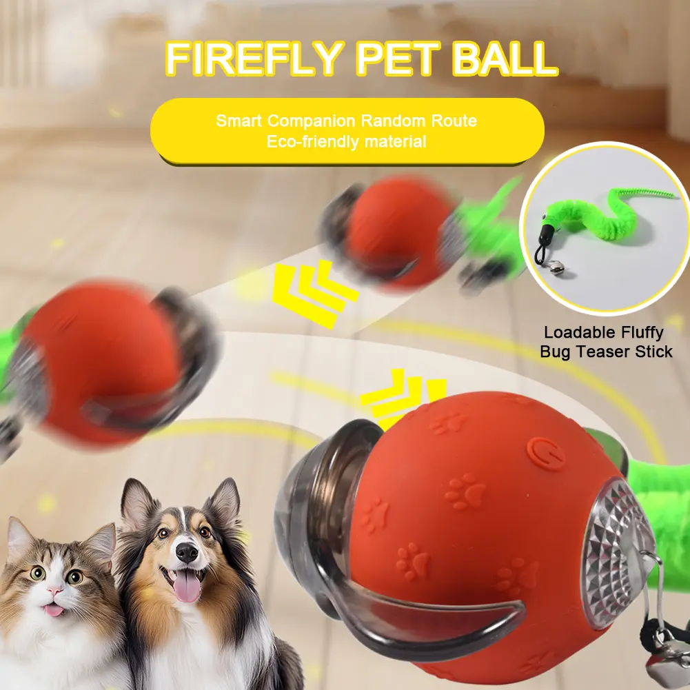 Interactive Cat Ball Rechargeable Smart Automatic Cat Rolling Ball with 3 Play Modes& Flapping Wings & Bell for Bored Indoor Cat