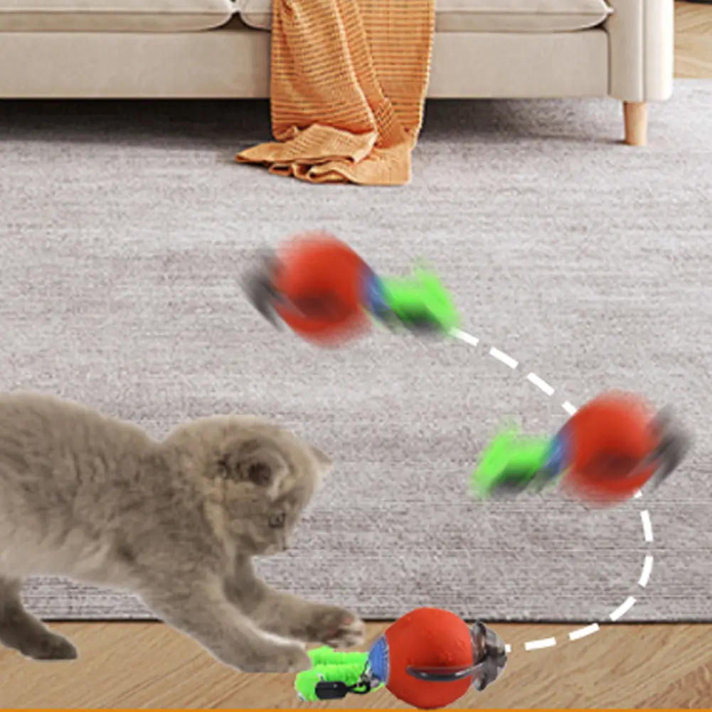 Interactive Cat Ball Rechargeable Smart Automatic Cat Rolling Ball with 3 Play Modes& Flapping Wings & Bell for Bored Indoor Cat