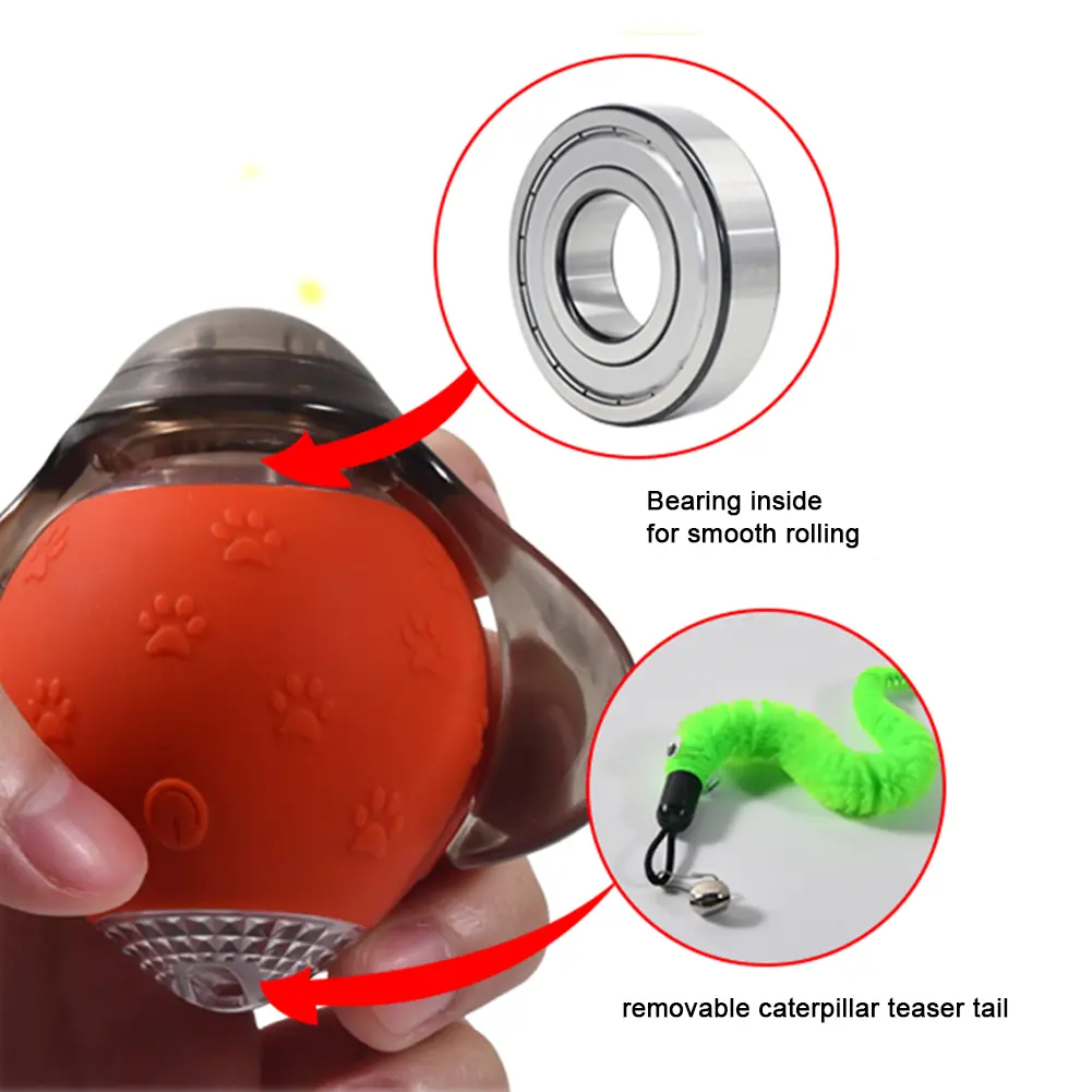 Interactive Cat Ball Rechargeable Smart Automatic Cat Rolling Ball with 3 Play Modes& Flapping Wings & Bell for Bored Indoor Cat
